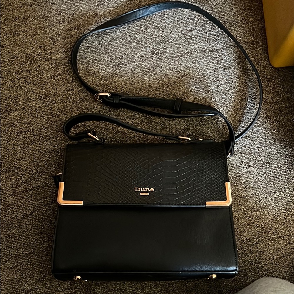Dune London Brown and Black Crossbody Bag with Gold Accents